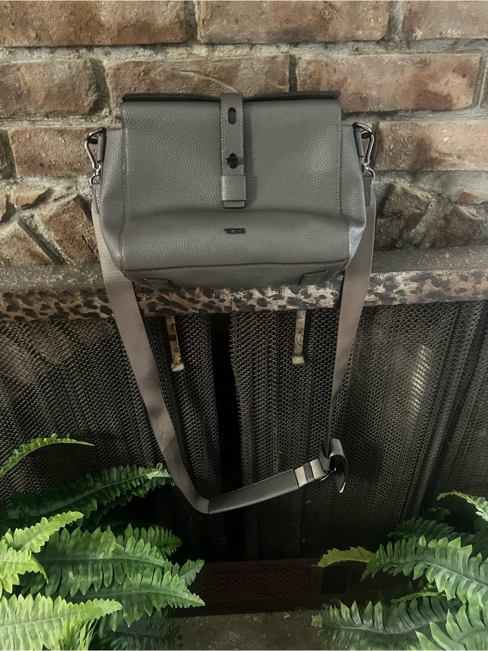 Tumi Georgica gray Leather Crossbody Messenger Bag - Men